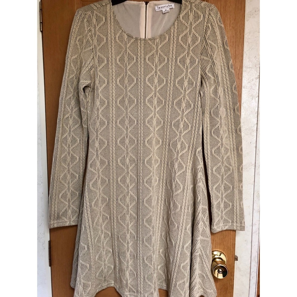 Cream Long Sleeve Sweater Dress